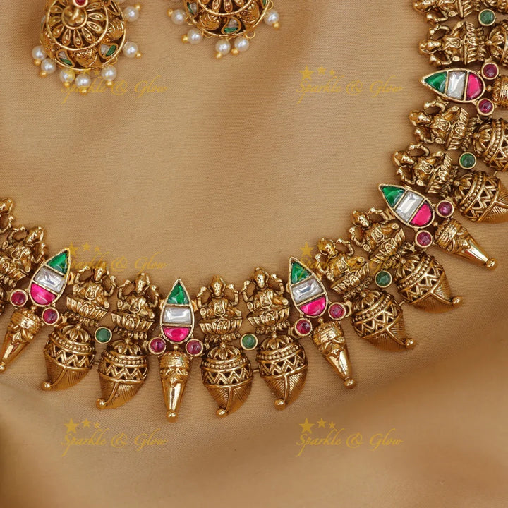 Beautiful Lakshmi Mango Gold Alike Necklace