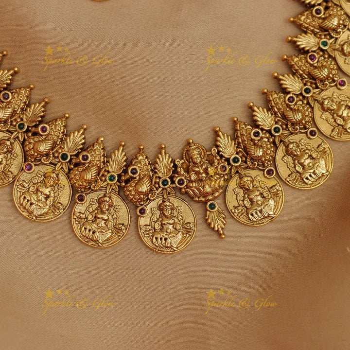 Exquisite Peacock Lakshmi Coin Necklace for Festive Glamour