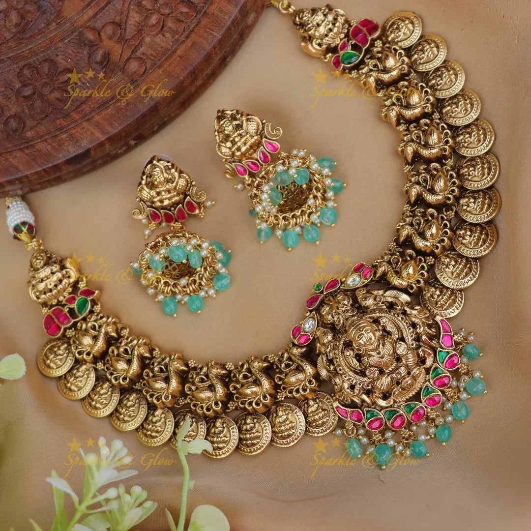 Exquisite Lakshmi Coin Jadau Necklace - Premium Design
