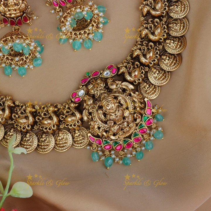 Exquisite Lakshmi Coin Jadau Necklace - Premium Design