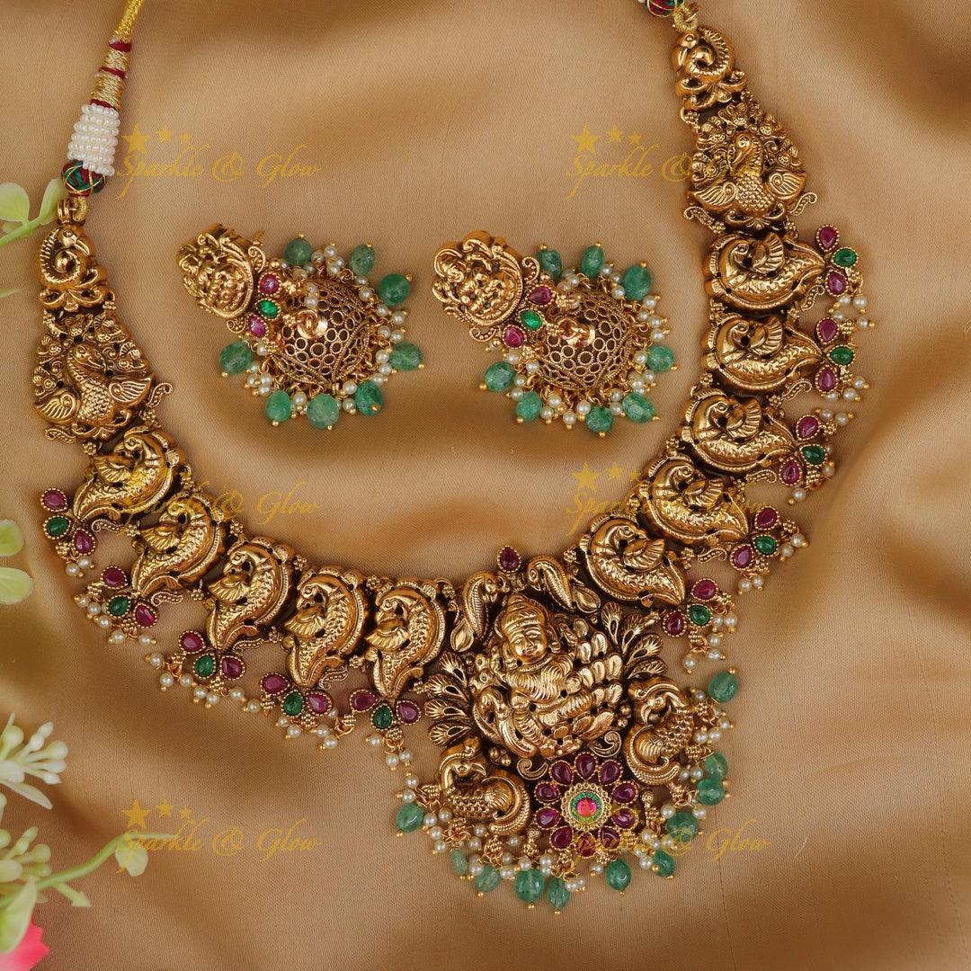 Exquisite Peacock & Lakshmi Wedding Necklace