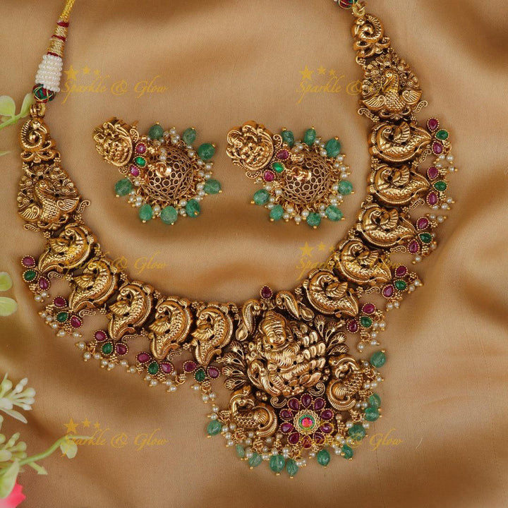 Exquisite Peacock & Lakshmi Wedding Necklace