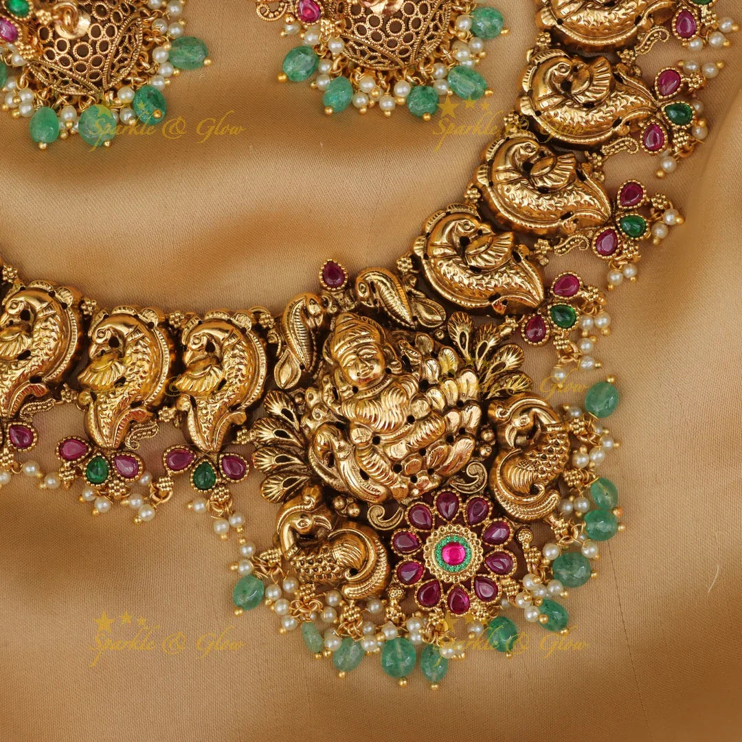 Exquisite Peacock & Lakshmi Wedding Necklace