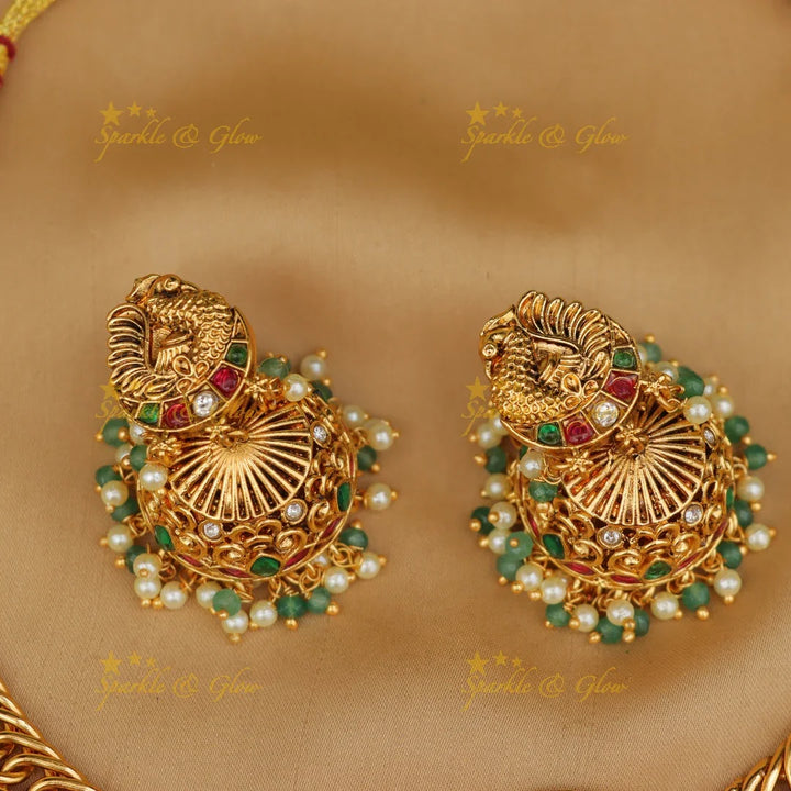 Exquisite Jadau Pearl Mint Necklace for Festive Glamour