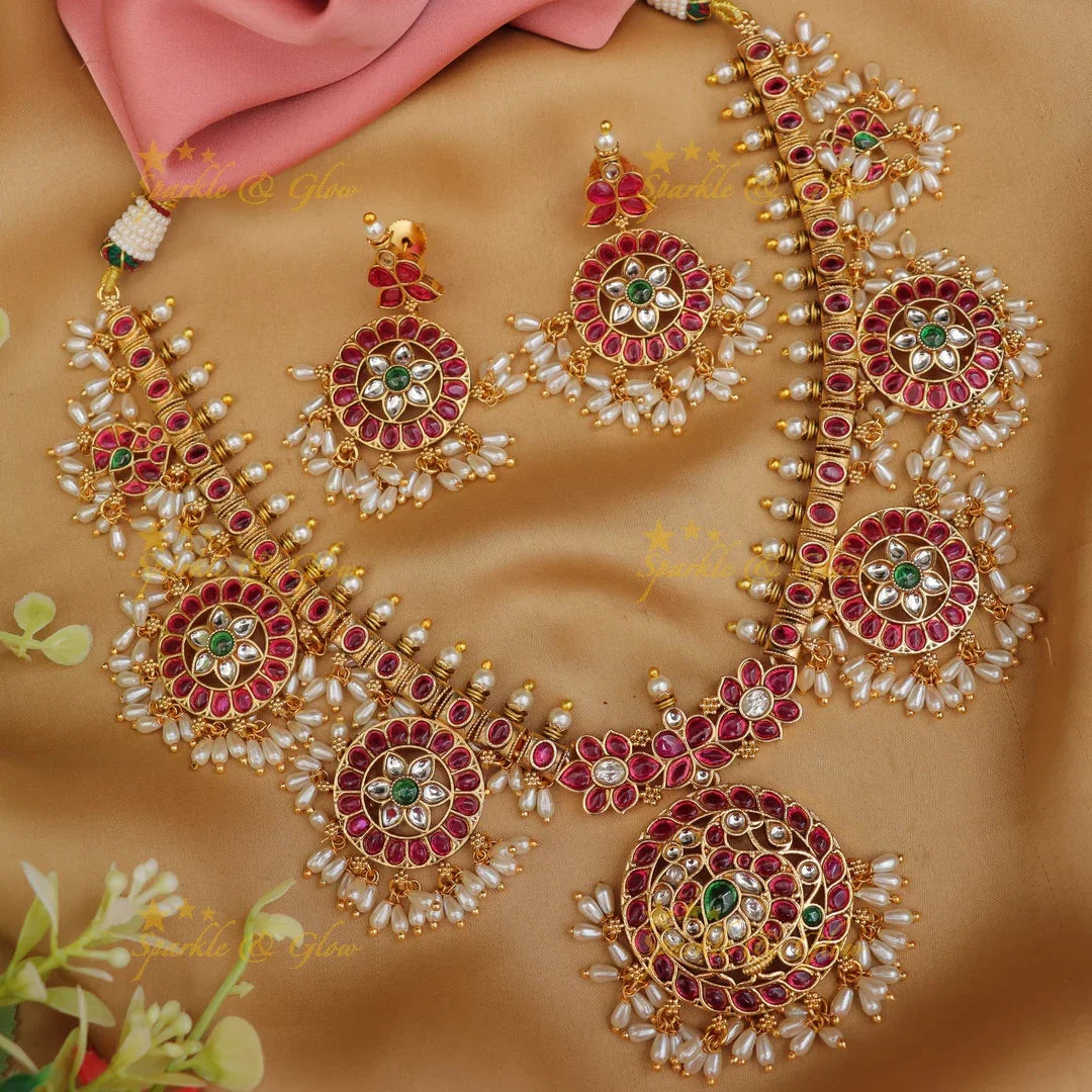 Exquisite Jadau Peacock Necklace for Festive Elegance