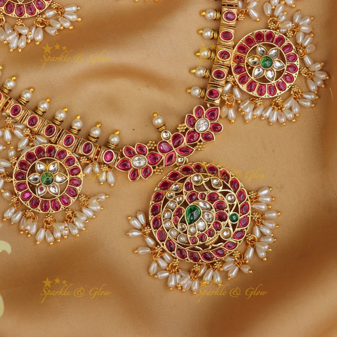 Exquisite Jadau Peacock Necklace for Festive Elegance