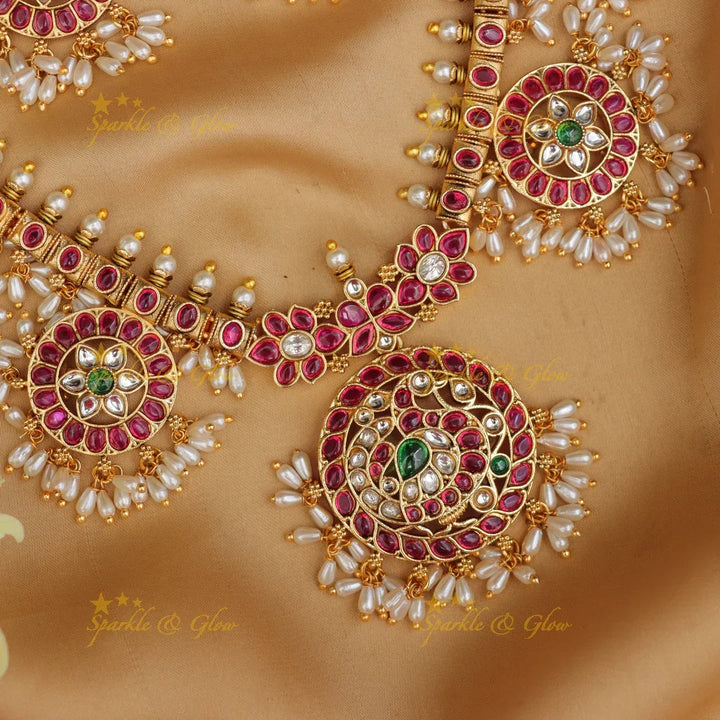 Exquisite Jadau Peacock Necklace for Festive Elegance