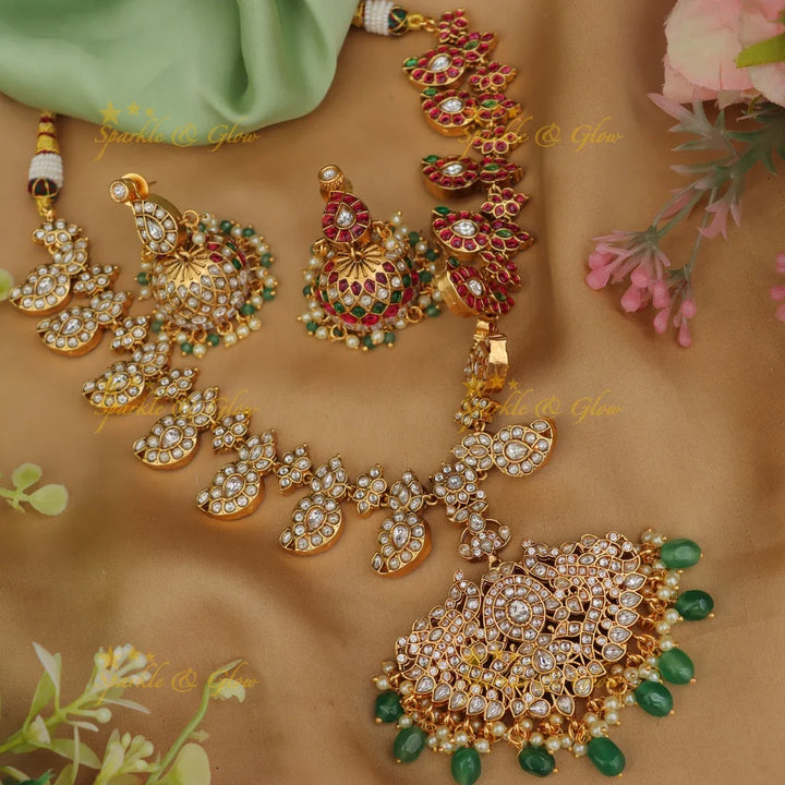 Exquisite Jadau Mango Necklace - Elevate Your Elegance