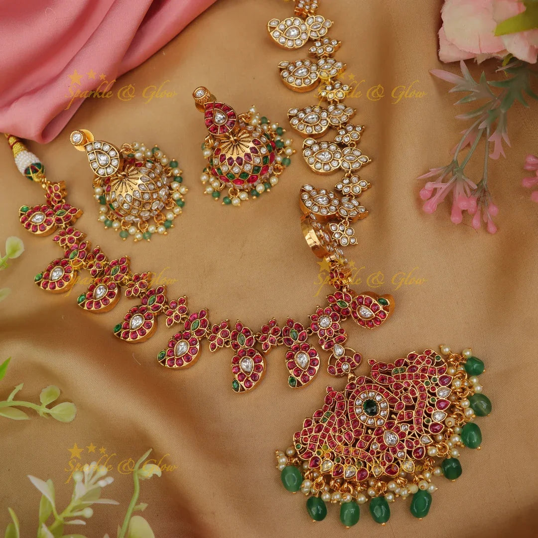 Exquisite Jadau Mango Necklace - Elevate Your Elegance