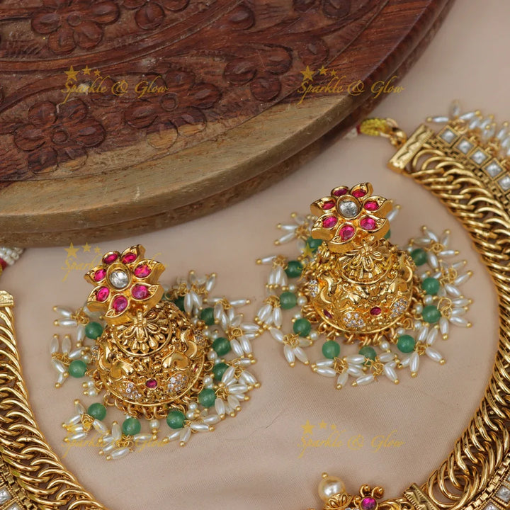 Elegant Green Jadau Necklace - Festive & Wedding Perfect