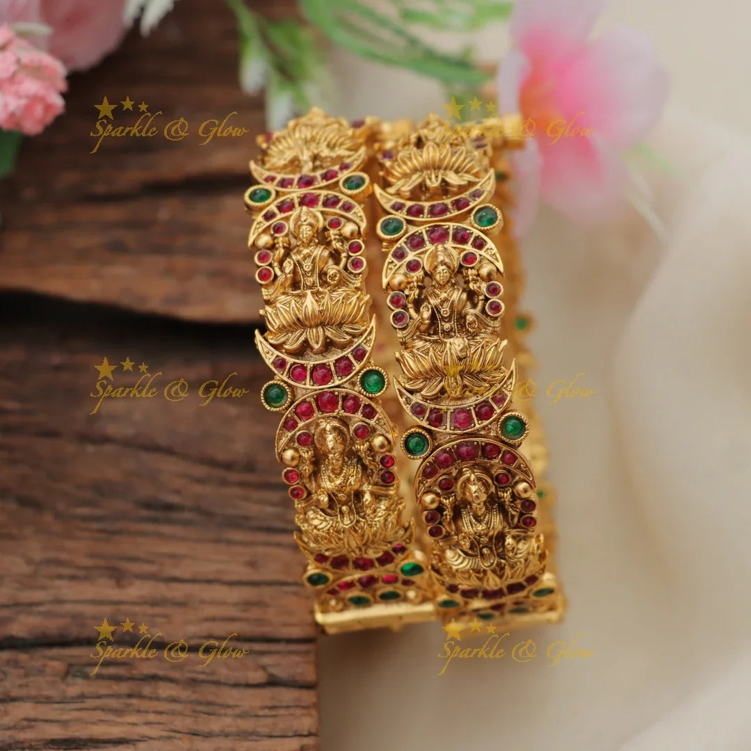 Exquisite Lakshmi Lotus Kemp Bangles for Festive Elegance