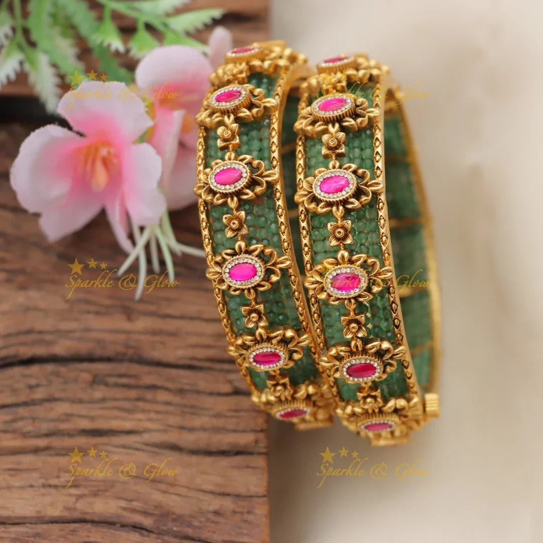 Elegant Mintgreen Stone Bangles for Weddings & Occasions