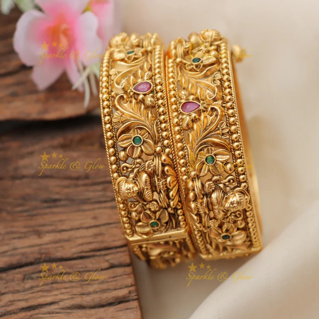 Luxurious Lakshmi Leaf Gold Bangles – Sparkle & Glow