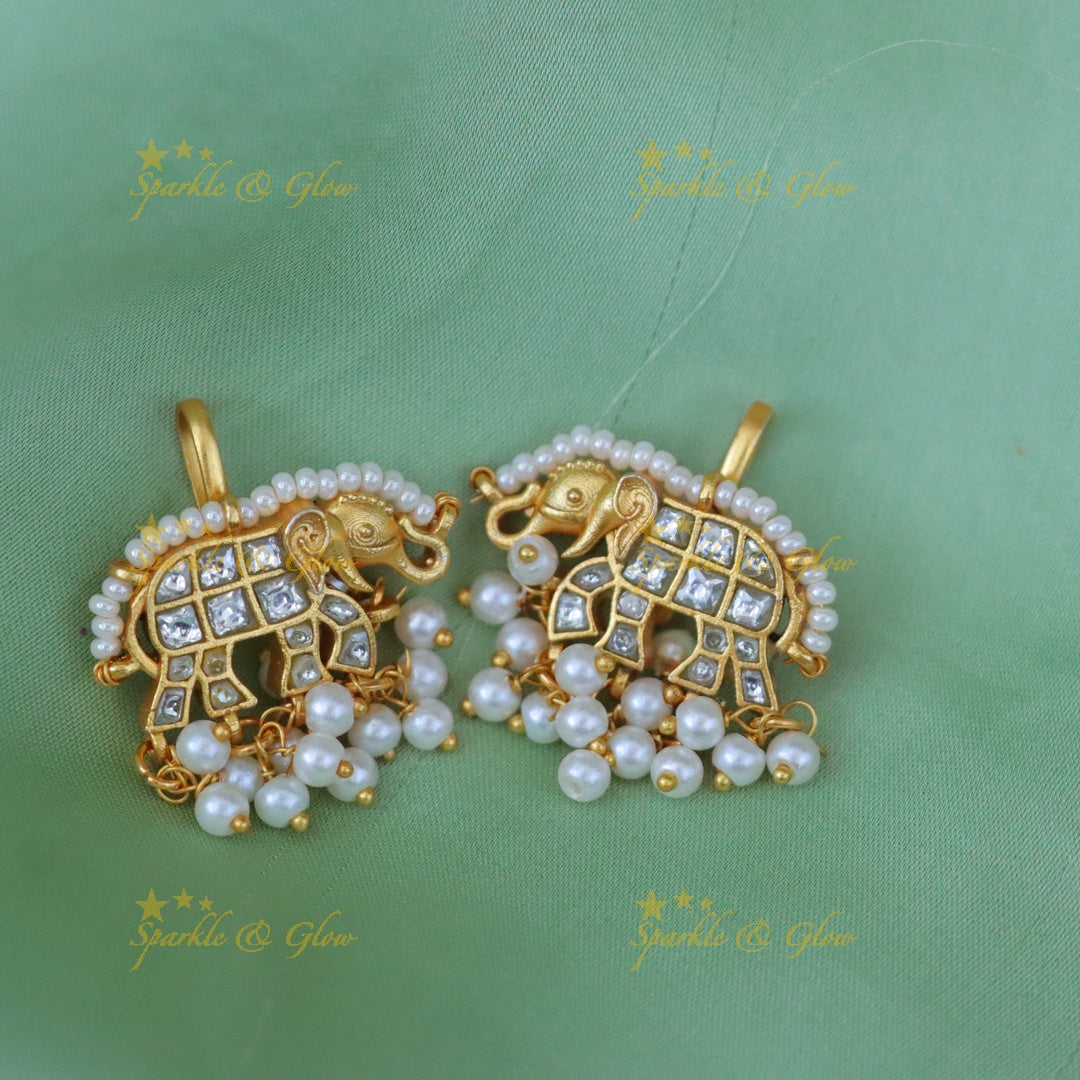 Exquisite Kundan Elephant Earrings - Perfect Festive Style