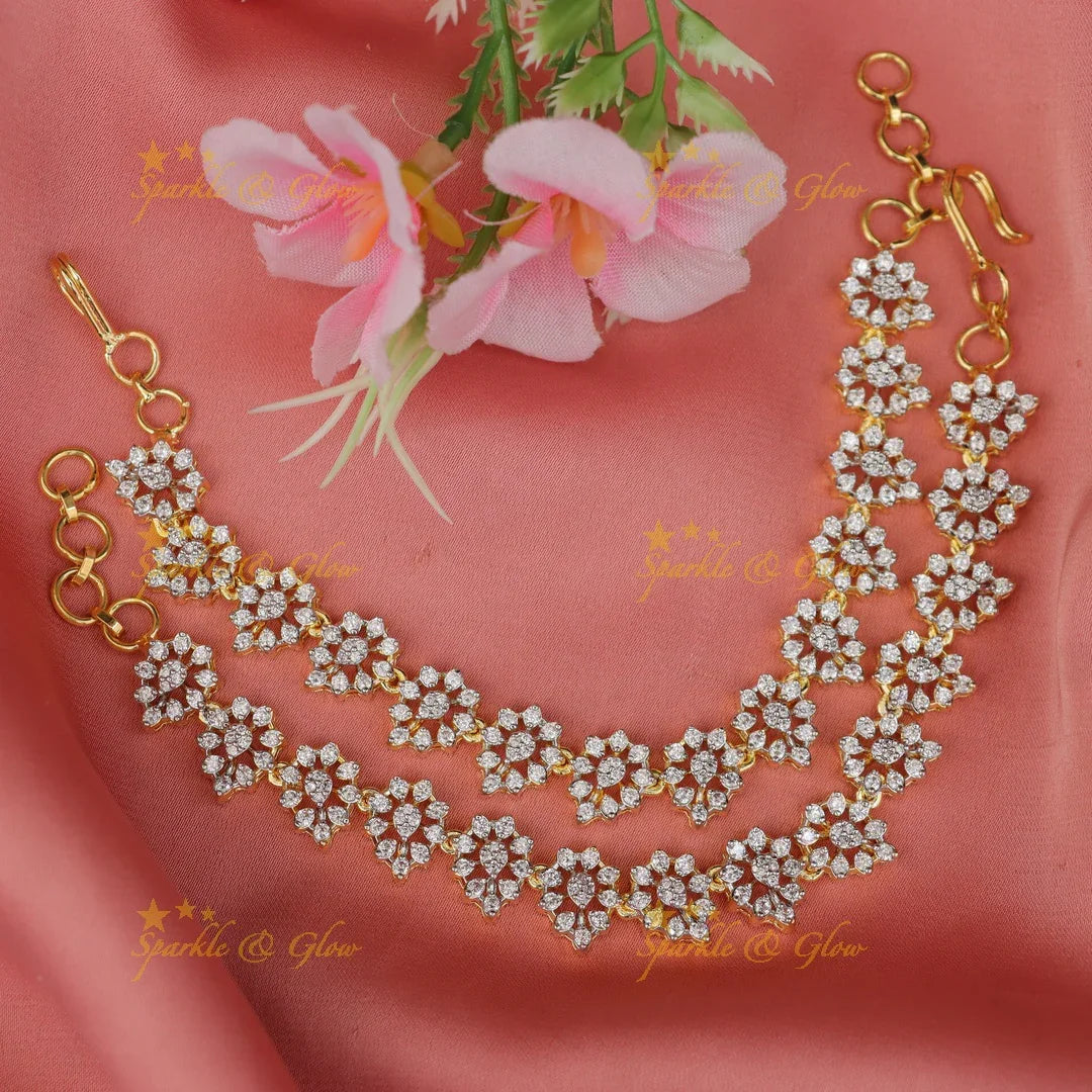 Exquisite Floral Gold Earchain for Festive Glamour