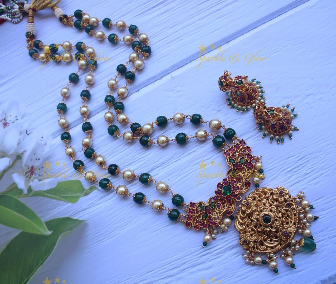 Premium matte kempu pearl haram - Sparkle and Glow