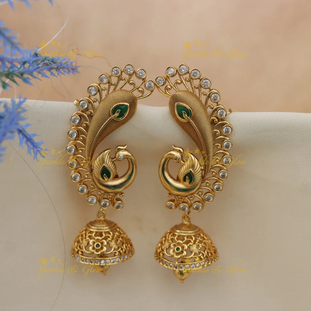 Exquisite Peacock Kemp Earrings for Celebrations