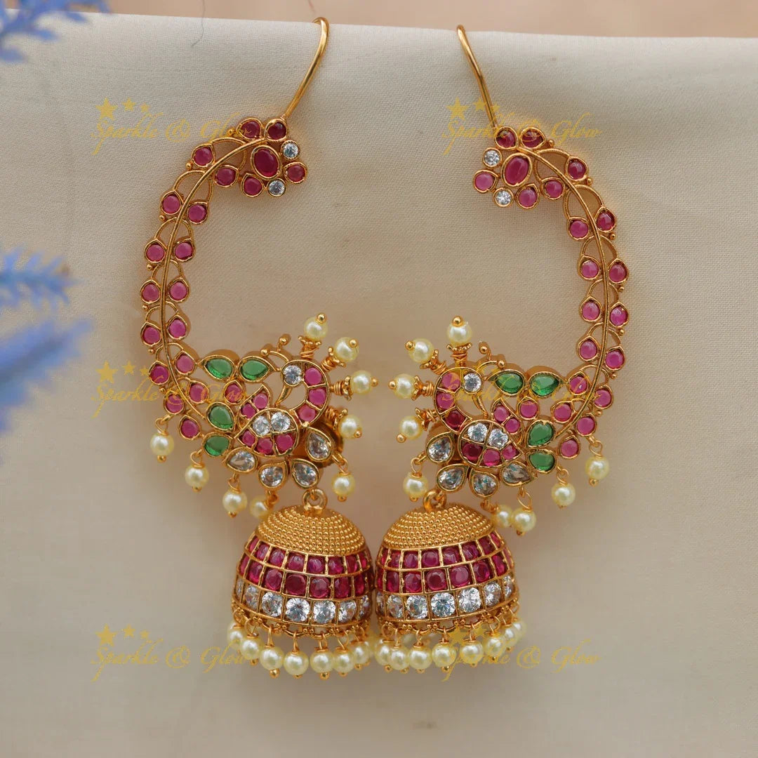 Gleaming Peacock Floral Kemp Earrings for Weddings
