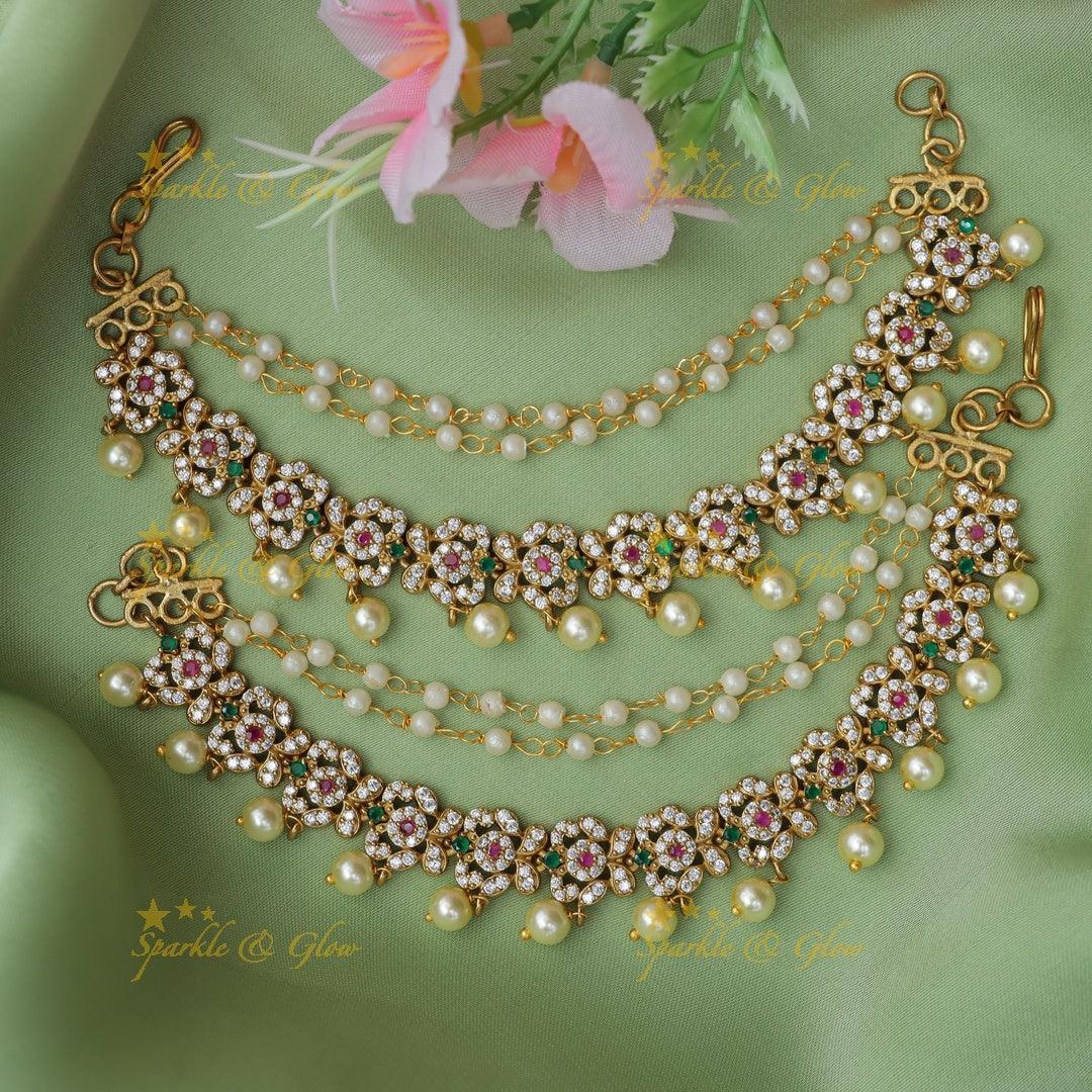 Exquisite American Diamond Earchain Festive Glam