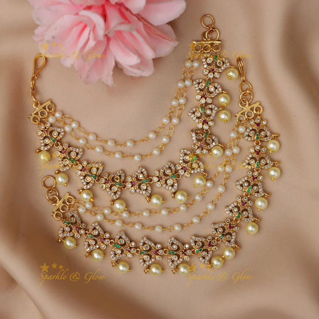 Exquisite Butterfly Earchain with Pearl Elegance