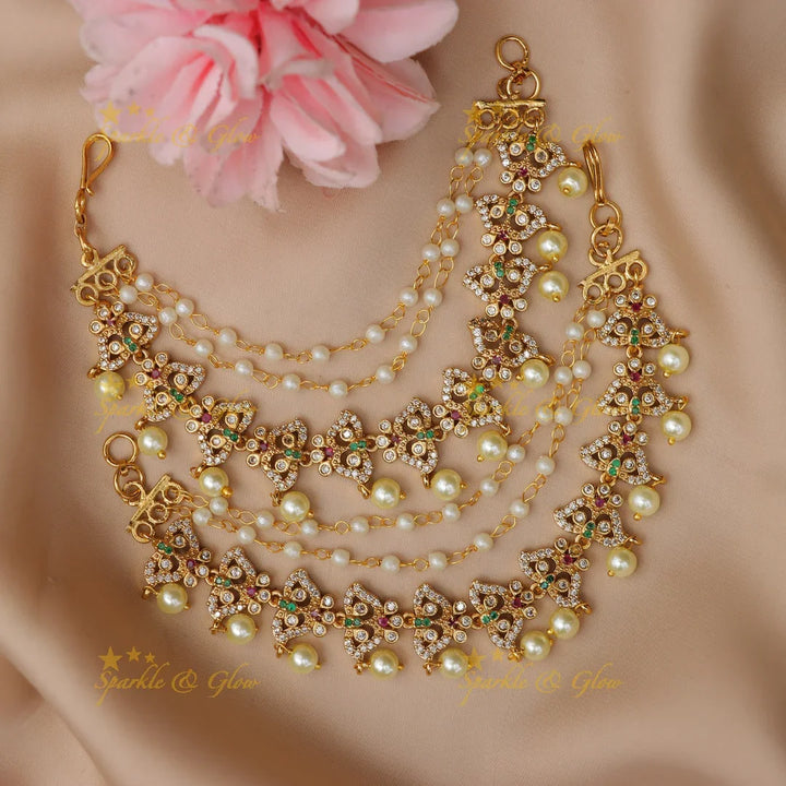 Exquisite Butterfly Earchain with Pearl Elegance