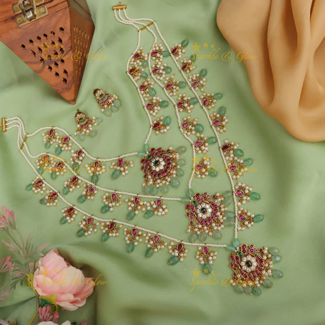 Exquisite Jadau replica Teenlada Rani Haram for Special Occasions