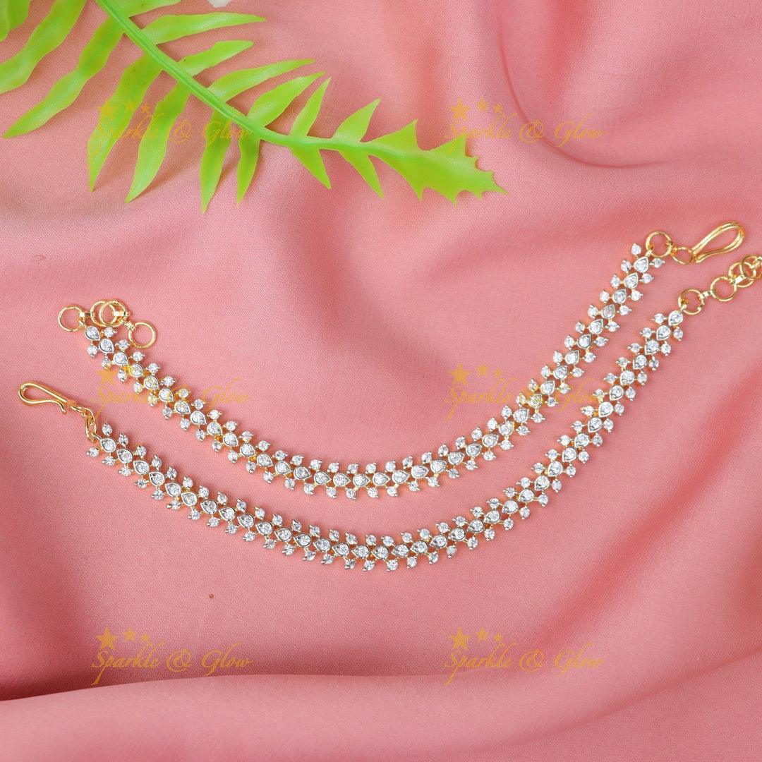 Buy Elegant Waterdrop American Diamond Ear Chains