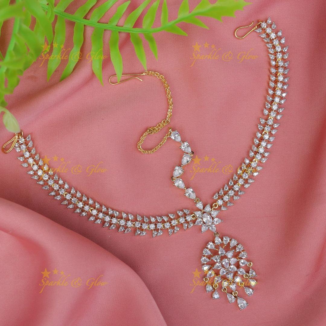 Radiant Floral Maang Tikka with American Diamonds