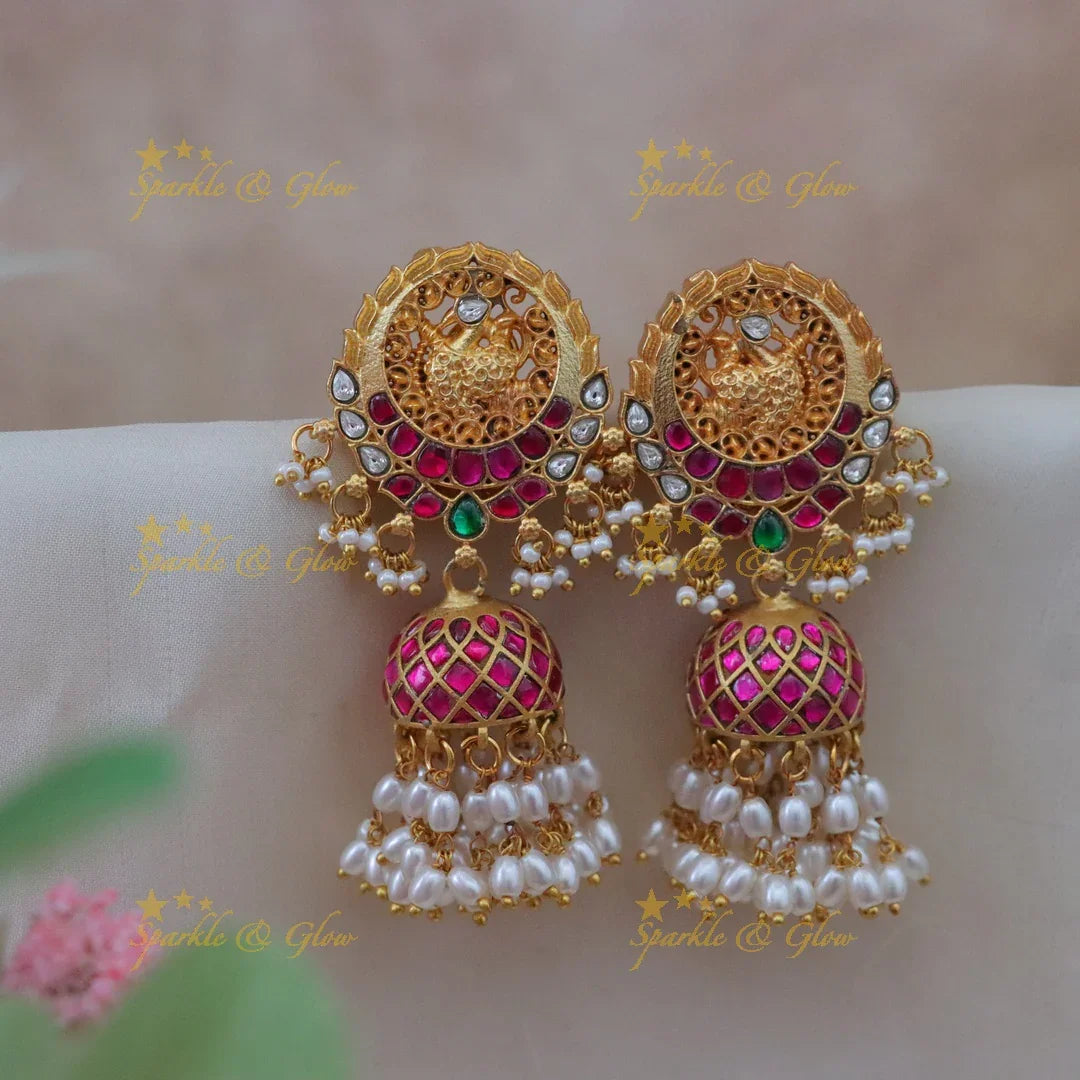 Grand Bridal Jadau Kundan Jhumkas for Weddings