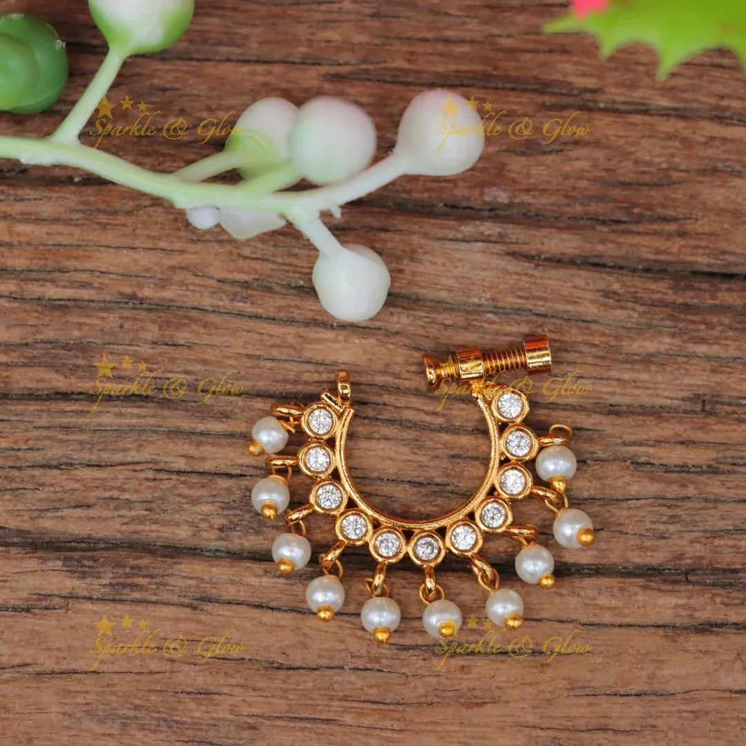 Exquisite Pearl Half Moon Nosepin - Perfect Elegance