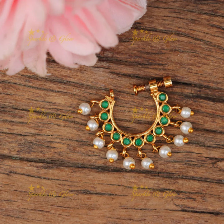 Exquisite Pearl Half Moon Nosepin - Perfect Elegance