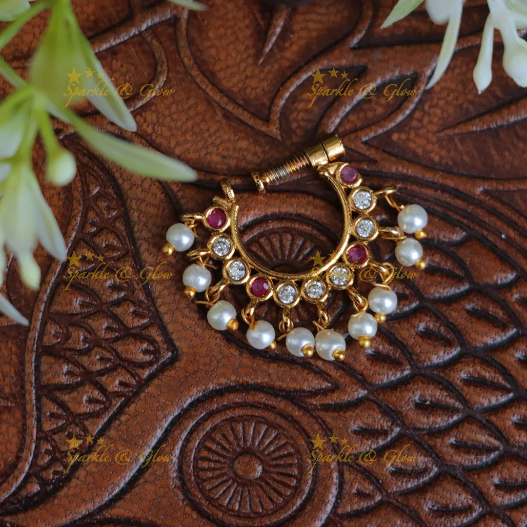 Exquisite Pearl Half Moon Nosepin - Perfect Elegance