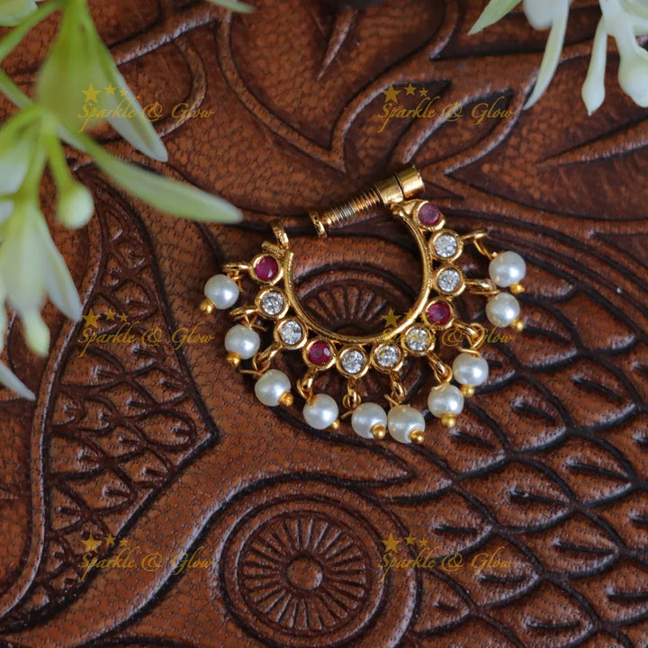 Exquisite Pearl Half Moon Nosepin - Perfect Elegance