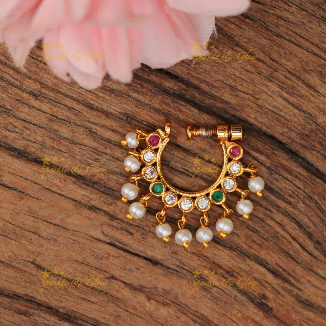 Exquisite Pearl Half Moon Nosepin - Perfect Elegance