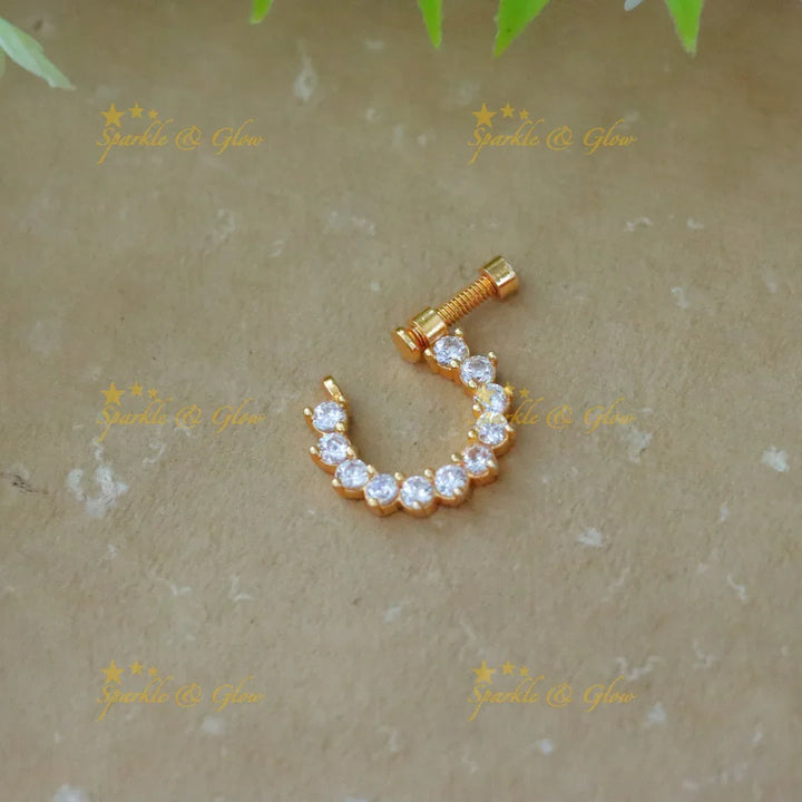 Gold Plated Nose Pin with Ruby for Elegant Glamour