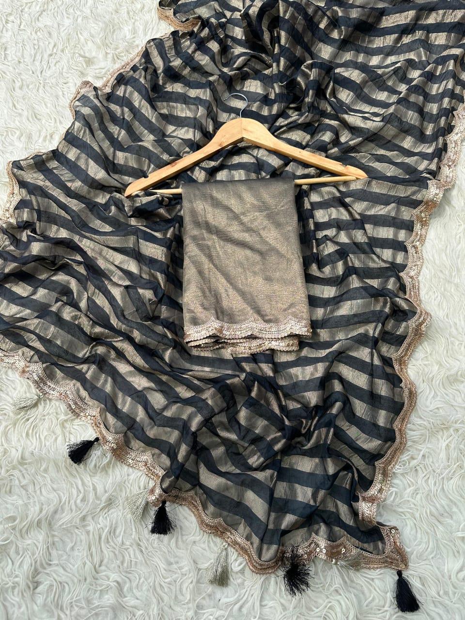 Elegant Gold Tissue Silk Saree for Special Occasions