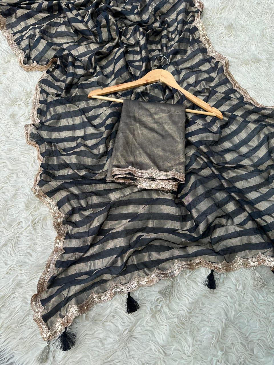 Elegant Gold Tissue Silk Saree for Special Occasions