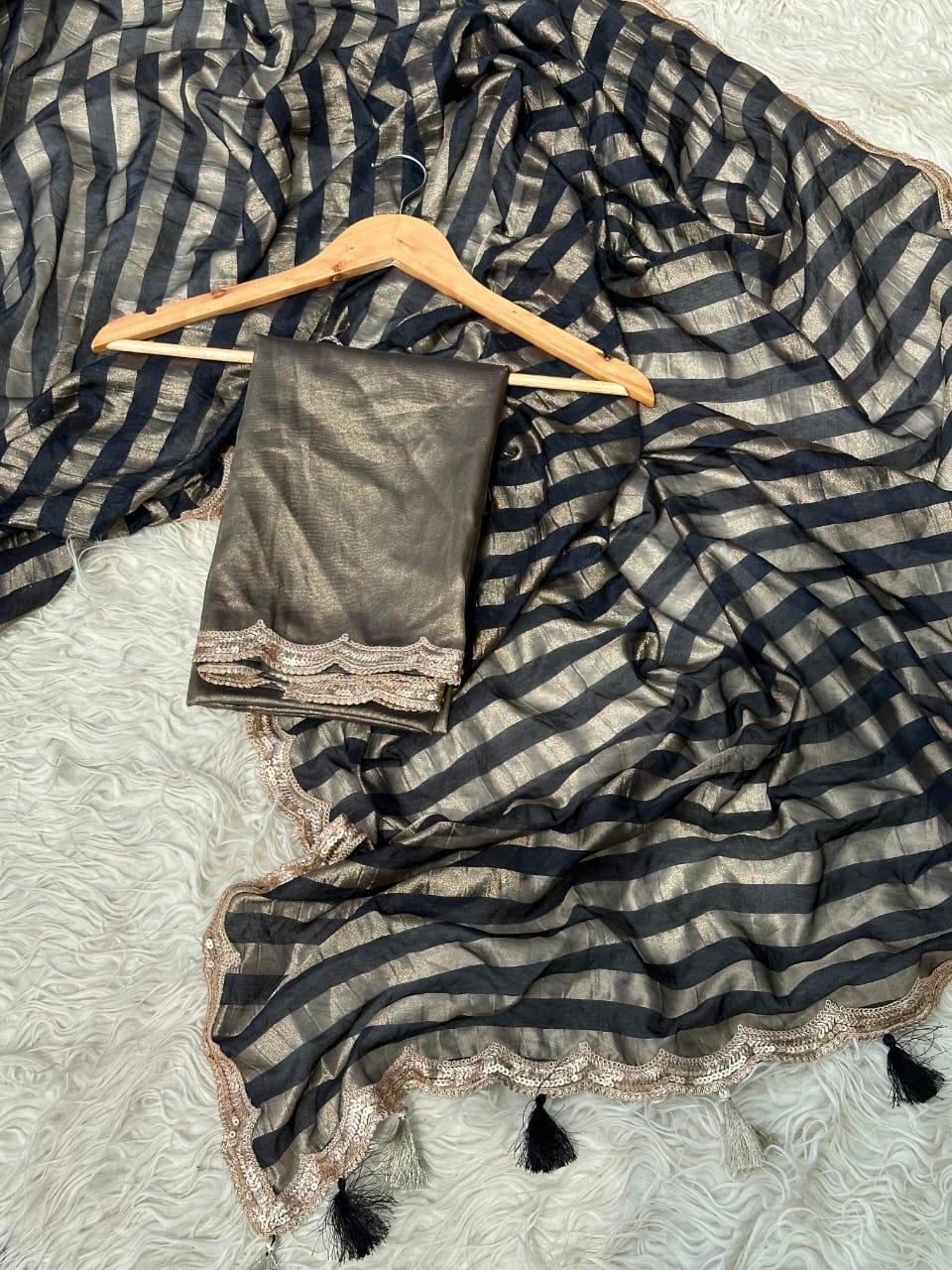 Elegant Gold Tissue Silk Saree for Special Occasions