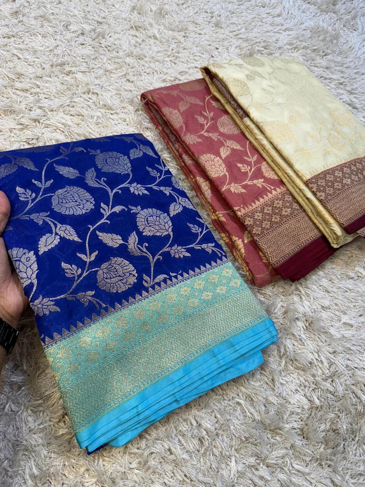 Exquisite Banarasi Katan Georgette Saree in Dual Tones