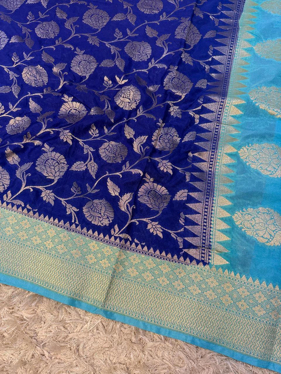 Exquisite Banarasi Katan Georgette Saree in Dual Tones