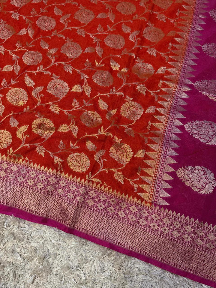 Exquisite Banarasi Katan Georgette Saree in Dual Tones