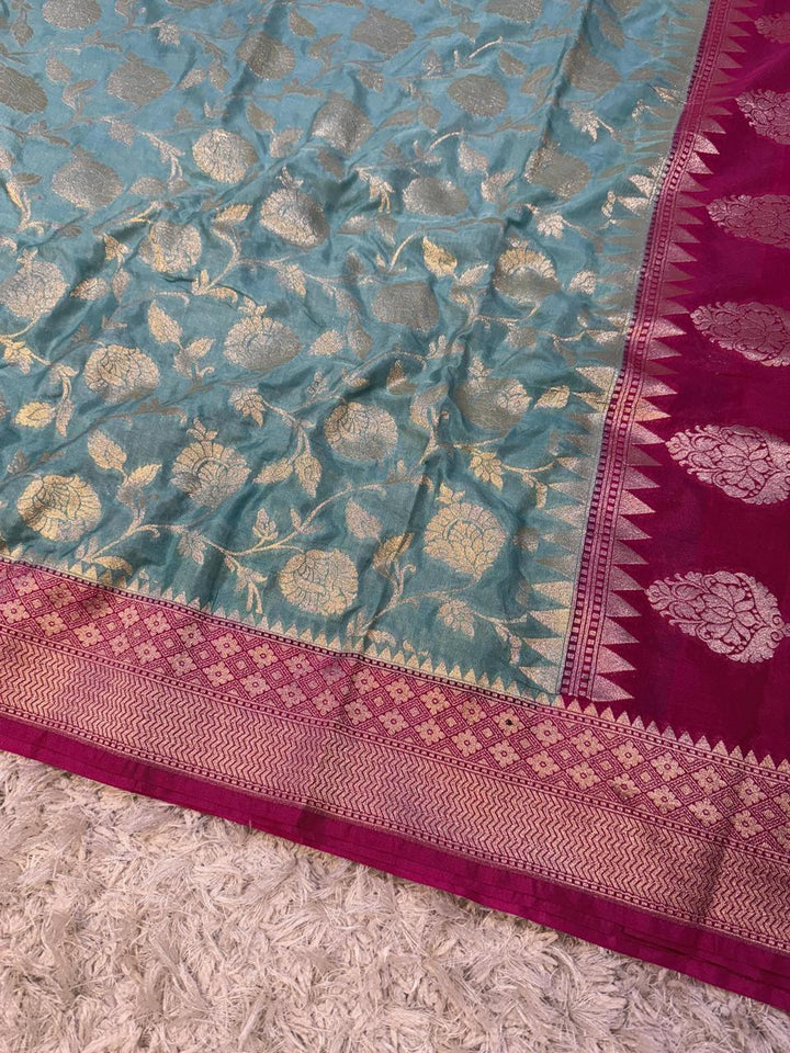 Exquisite Banarasi Katan Georgette Saree in Dual Tones