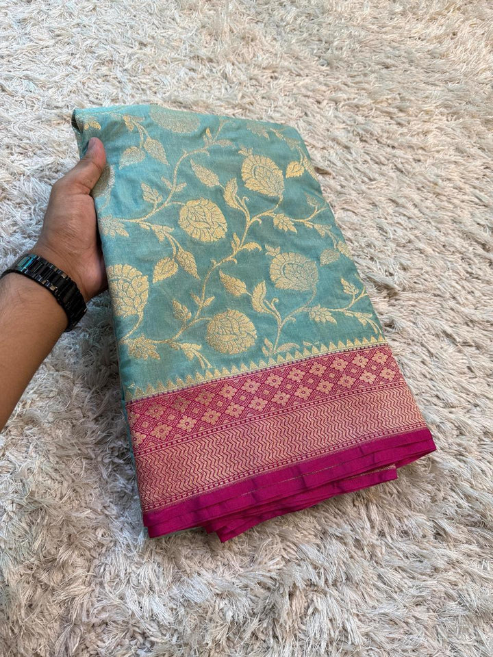 Exquisite Banarasi Katan Georgette Saree in Dual Tones