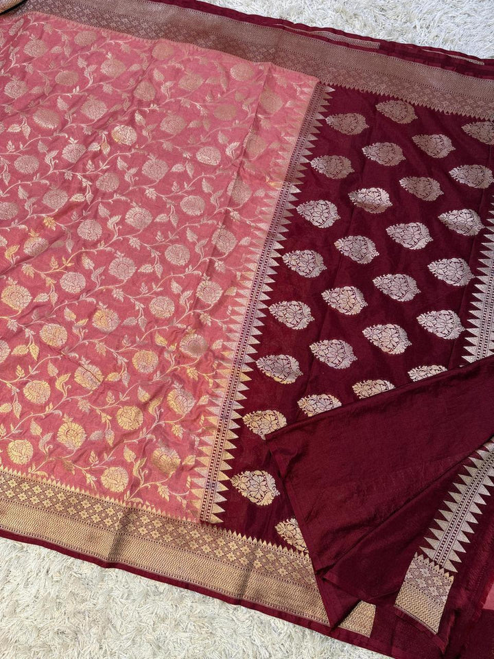 Exquisite Banarasi Katan Georgette Saree in Dual Tones