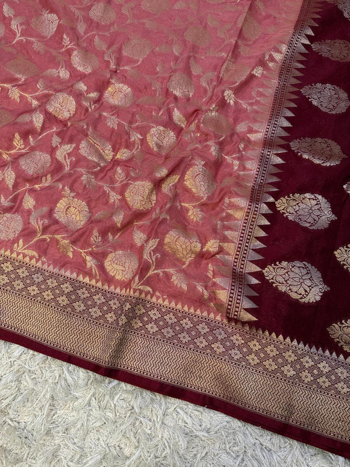 Exquisite Banarasi Katan Georgette Saree in Dual Tones