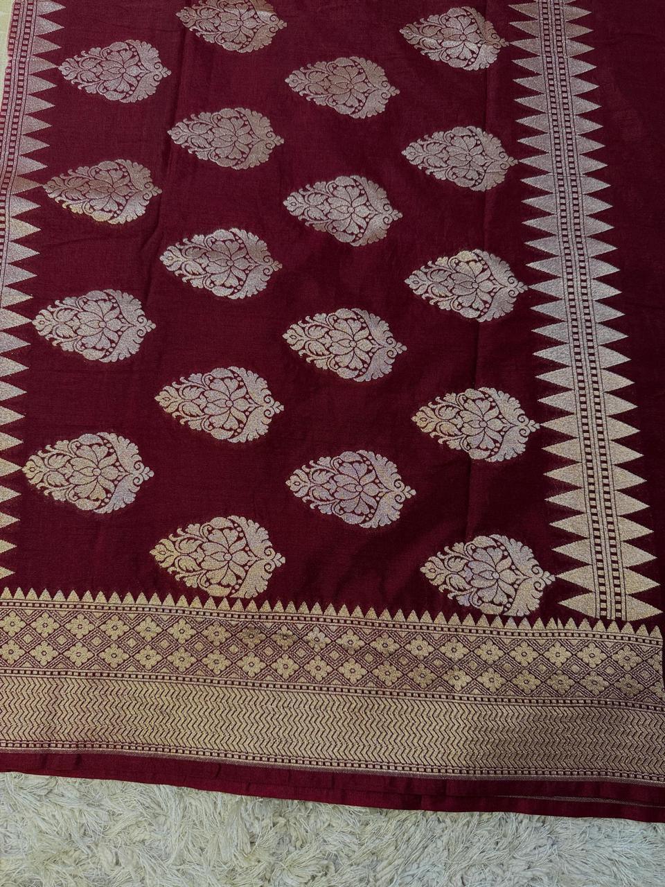 Exquisite Banarasi Katan Georgette Saree in Dual Tones