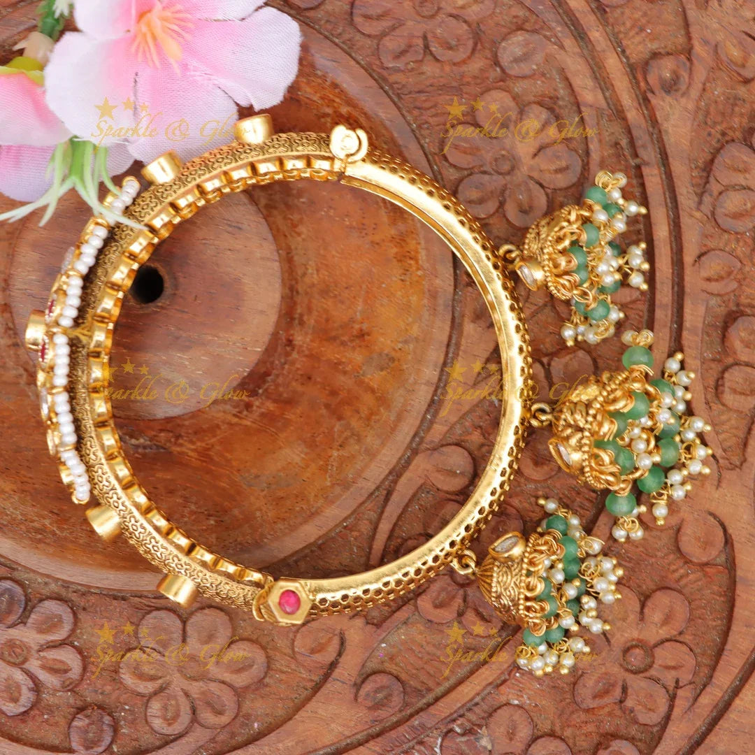 Stunning Kundan Floral Kada Bangle - Festive Jewelry