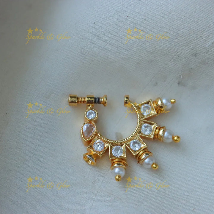 AD Stone Multi-Color Nose Pin | Elegant Design