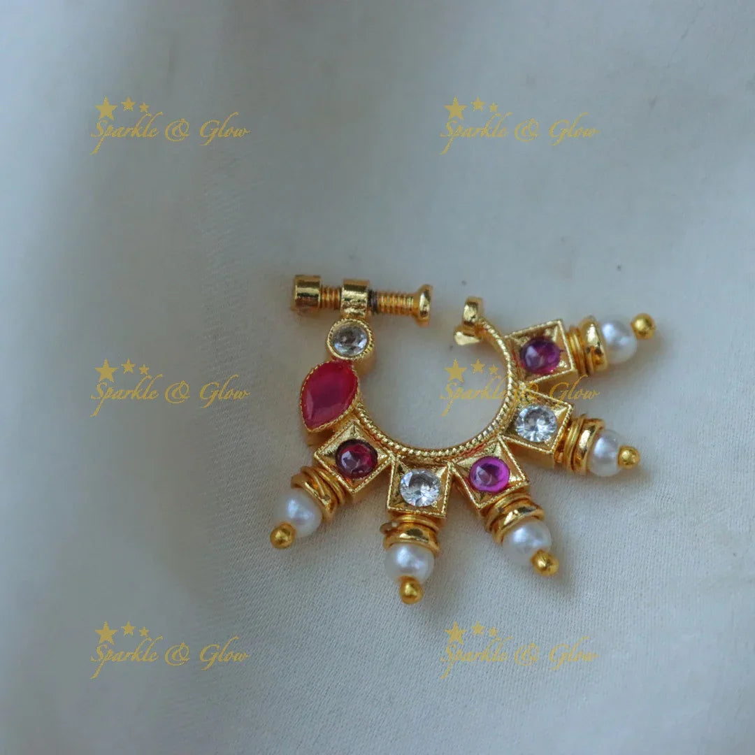 AD Stone Multi-Color Nose Pin | Elegant Design