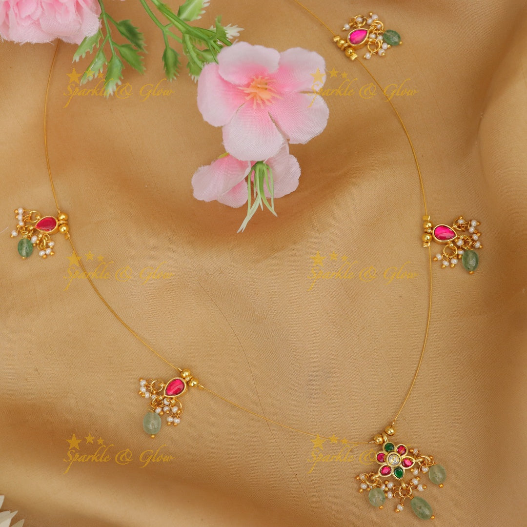 Elegant Floral Jadau Kundan Necklace for Festive Glam